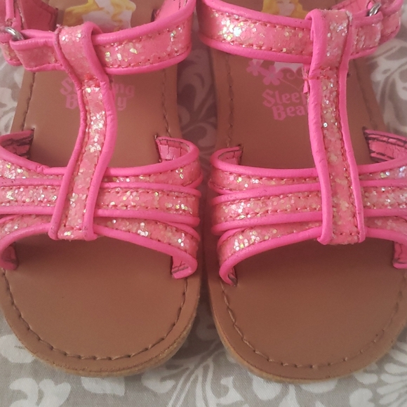 Disney Princess Sleeping Beauty Pink Glitter Sandals - Picture 2 of 7